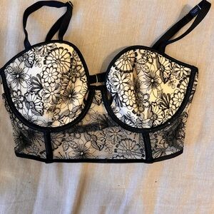 Floral Lace Black and White Bustier